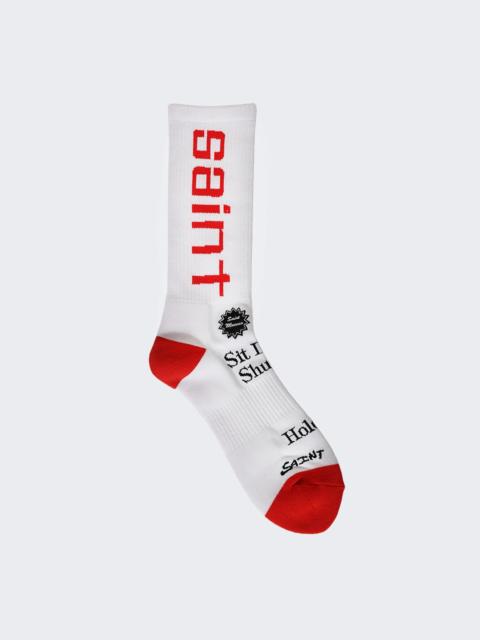 SAINT M×××××× Sit Down Socks White And Red
