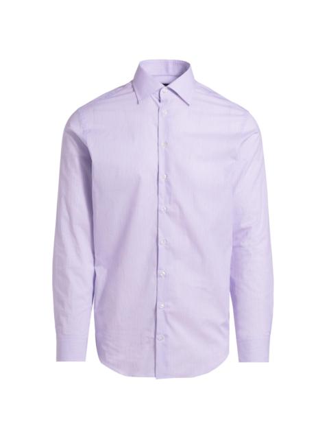 GIORGIO ARMANI Men's Woven Stripe Cotton Shirt - Purple