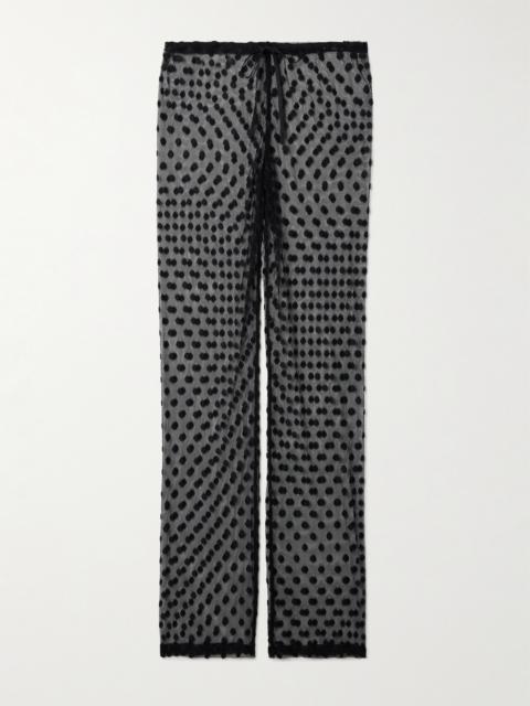 Dries Van Noten Polka-dot Cotton-blend Mesh Wide-leg Pants