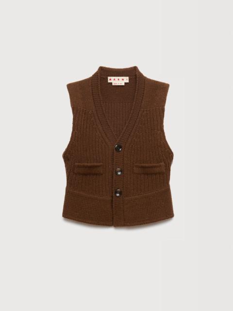 Marni BROWN WOOL VEST WITH BUTTON FRONT