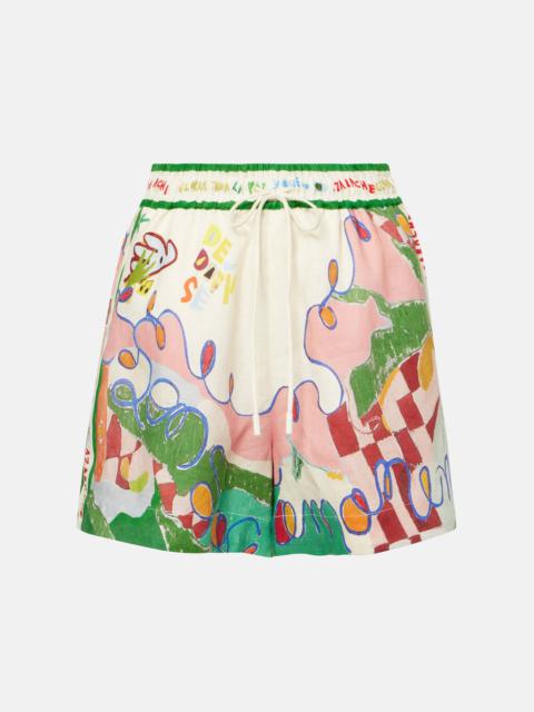 ALÉMAIS Nadia printed high-rise linen shorts