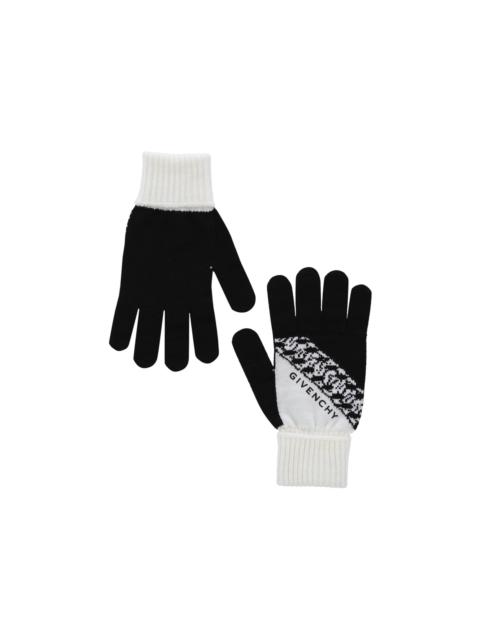 Givenchy Givenchy Ribbed Logo Wool Gloves 'Black/White'