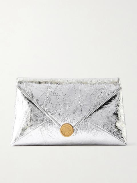 Dries Van Noten Metallic Crinkled-leather Clutch