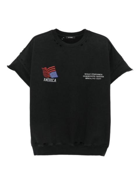 WILLY CHAVARRIA distressed flag graphic T-shirt