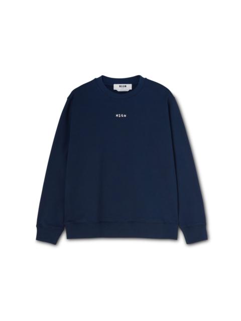 MSGM Crew neck cotton sweatshirt with micro logo