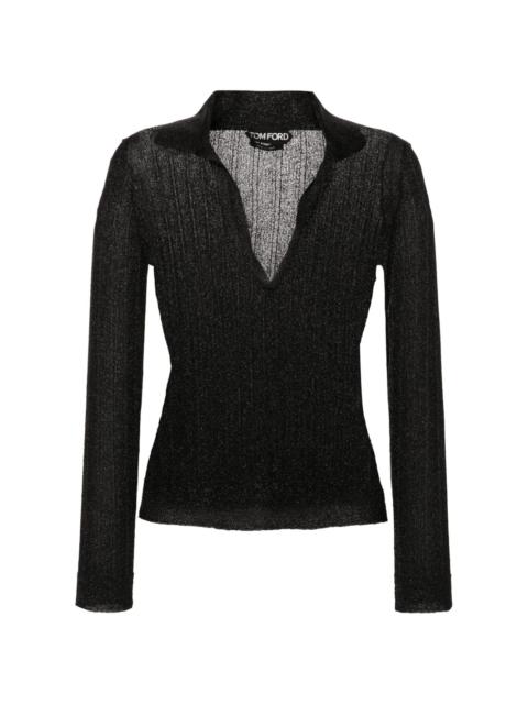 TOM FORD metallic-threading knitted polo shirt