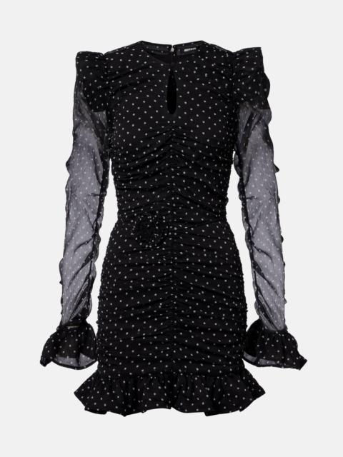 ROTATE Torana polka-dot ruched minidress
