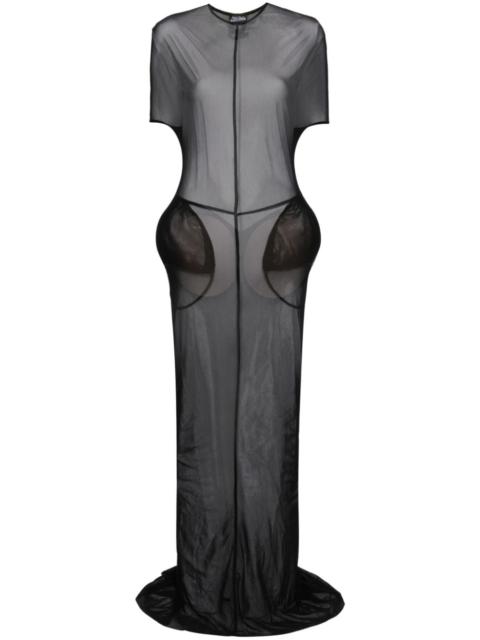 Jean Paul Gaultier mesh padded sheer maxi dress