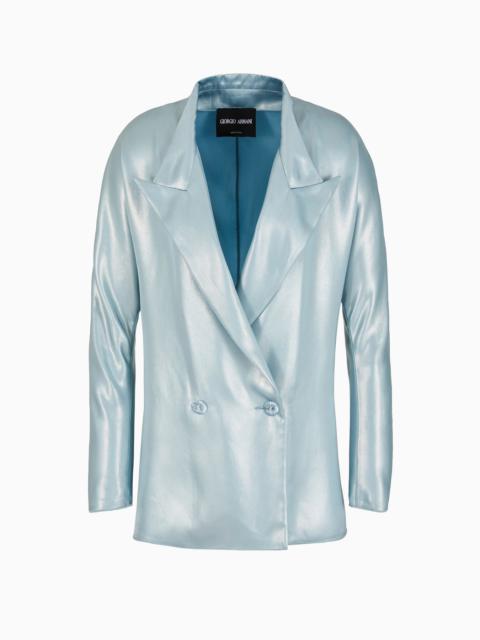 GIORGIO ARMANI Double-breasted jacket in laminated viscose satin