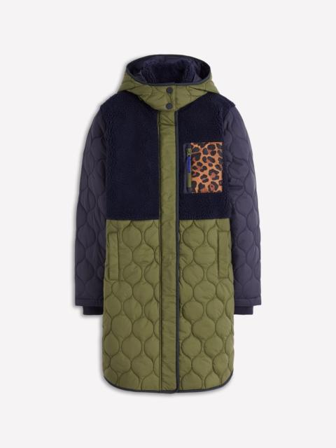 BODEN Borg Mix Coat-Navy & Khaki Mix