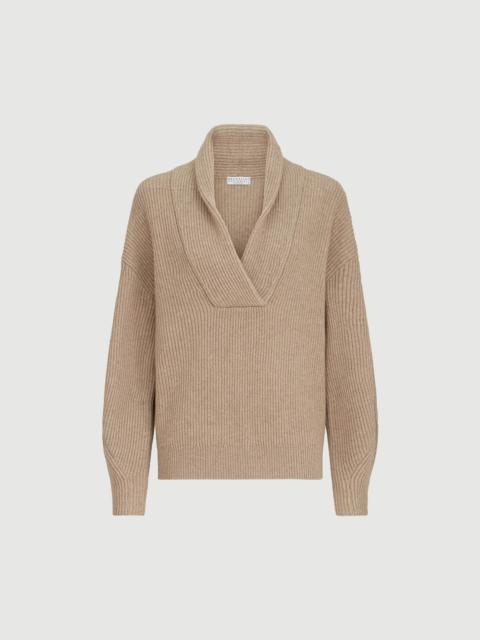 Brunello Cucinelli Cashmere English rib sweater with monili