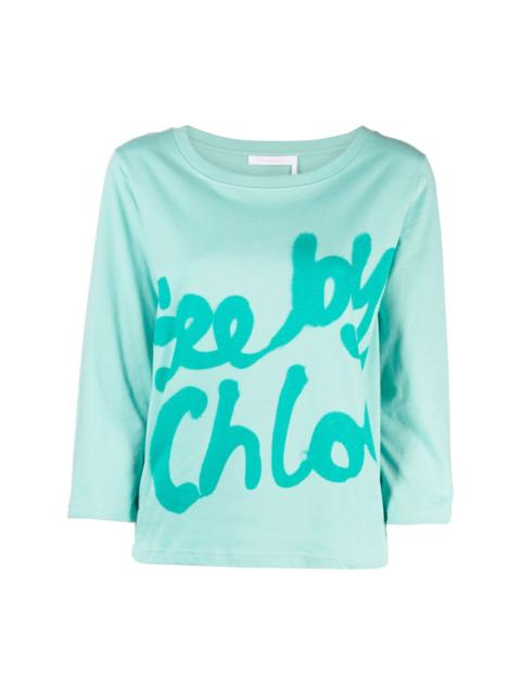 See by Chloé logo-print long-sleeved T-shirt