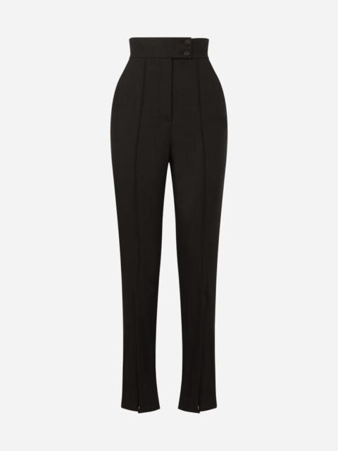 Dolce & Gabbana Textured fabric pants with slit on hem