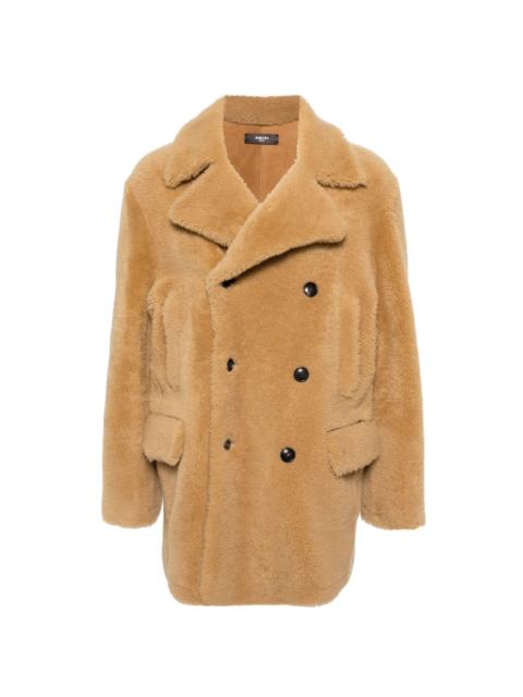 double-breasted shearling coat