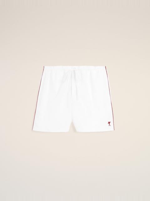AMI Paris WHITE COTTON SHORTS WITH AMI DE COEUR ARROW