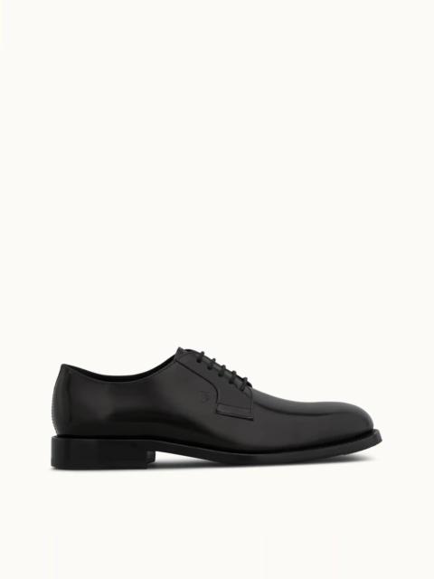 Tod's LEATHER DERBY SHOES - BLACK