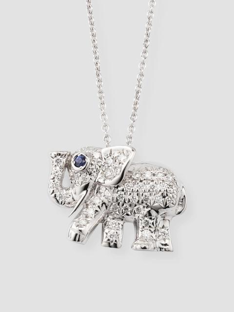 ROBERTO COIN Women's 18K White Gold, 0.19 TCW Diamond & Blue Sapphire Elephant Pendant Necklace - White Gold