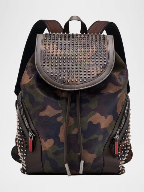 Christian Louboutin Men's Funky Camouflage Printed Reversed Leather and Spikes Backpack