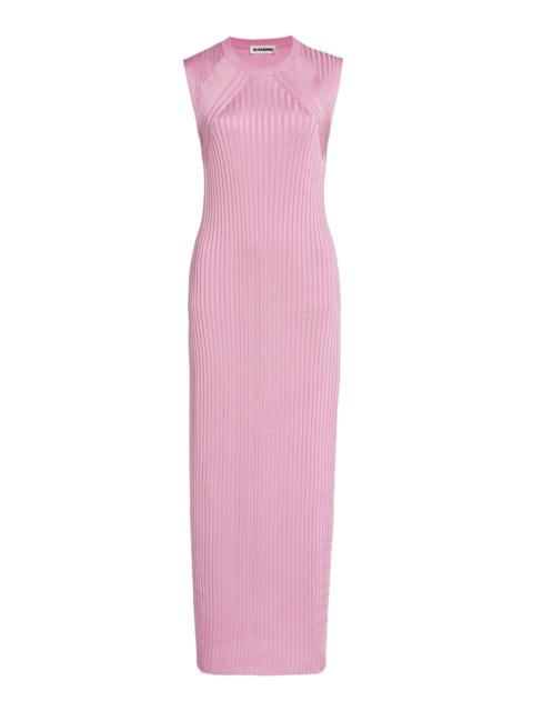 Jil Sander Pleated Sleeveless Maxi Dress pink