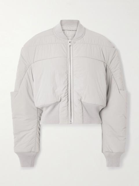 Rick Owens Cropped wool-trimmed shell down bomber jacket Light gray
