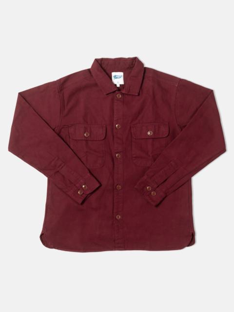 J. PRESS BURGUNDY COTTON CANVAS OVERSHIRT - TRIM FIT
