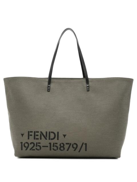 FENDI Large canvas roll bag with stencil print