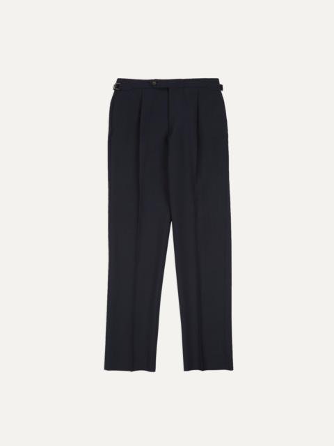 Drake's Darky Navy Fresco® Wool Single Pleat Trouser