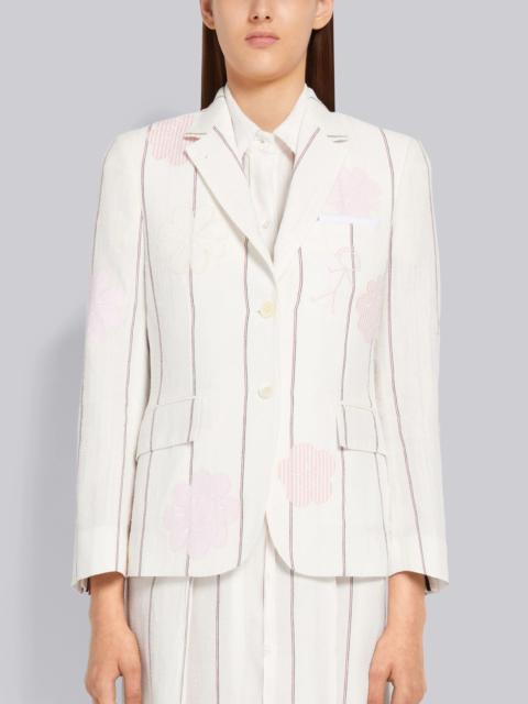 Thom Browne Light Pink Pinstripe Seersucker Linen Mrs. Thom Patch Classic Sport Coat