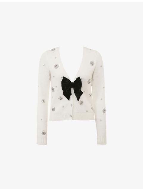 House of CB Beaubella Crystal-Embellished Knitted Cardigan