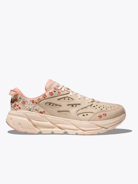 HOKA Vibrant Bloom Clifton L Shoes in Vanilla/Dry Clay