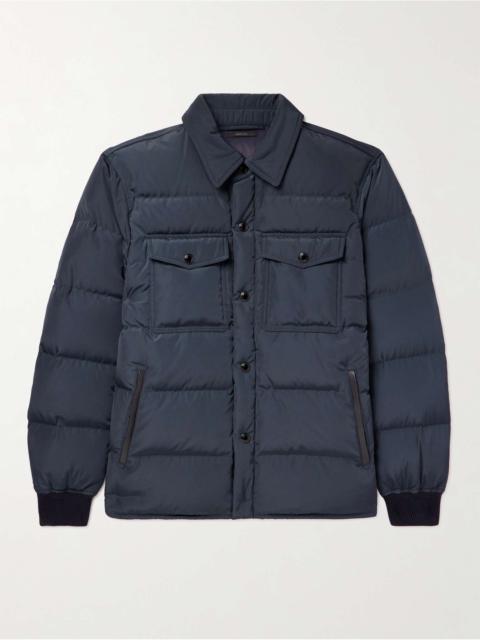 TOM FORD Leather-Trimmed Quilted Shell Down Shirt Jacket