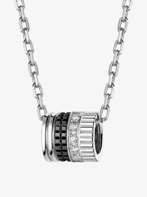 Quatre Black Edition 18ct white-gold, ceramic and 0.17ct diamond pendant necklace