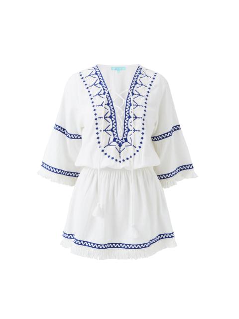 MELISSA ODABASH MARTINA WHITE/MARINE DRESS
