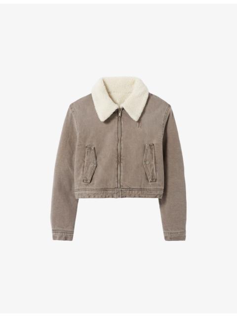 Claudie Pierlot Side-Pocket Faux-Fur Denim Jacket