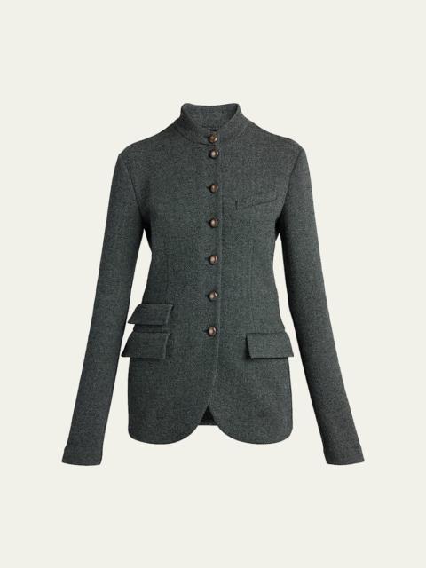GIORGIO ARMANI Herringbone Wool-Cashmere Flannel Wide-Leg Trousers