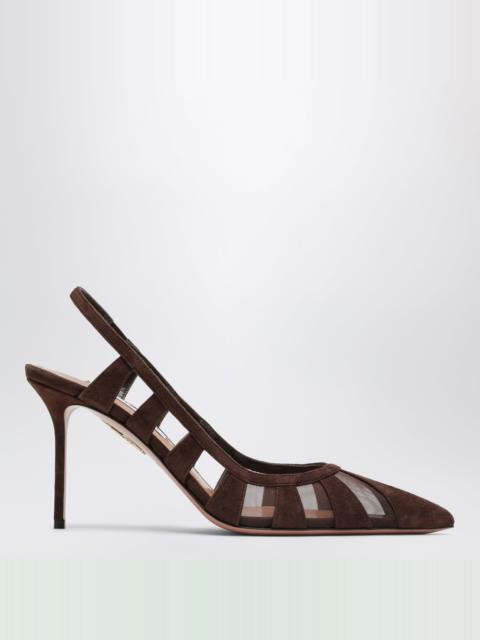 AQUAZZURA Screen Slingback Pumps in Espresso Suede