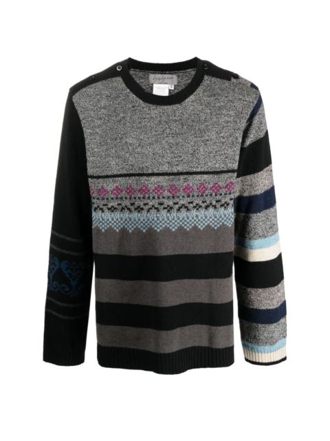 mixed-pattern wool jumper