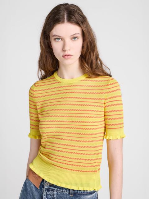 JW Anderson WOMENS SHEER FAIRISLE TOP IN SOFT LEMON