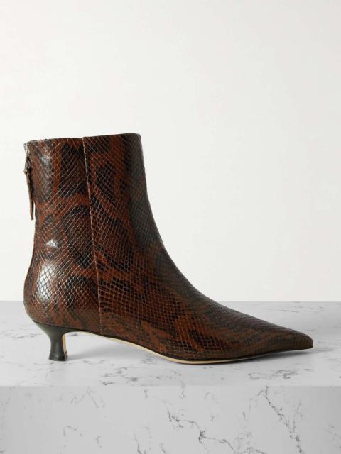 Aeyde Zoe snake-effect leather point-toe ankle boots Snake print