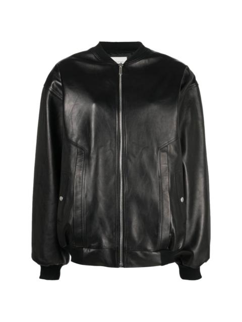 zip-up sheepskin bomber jacket