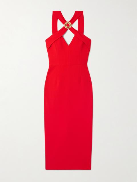 REBECCA VALLANCE Cameron Embellished Crepe Midi Dress