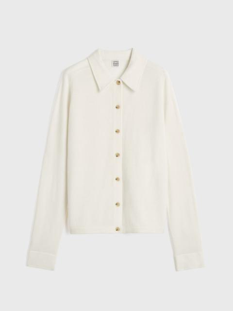 Raglan-sleeve cashmere cardigan talc