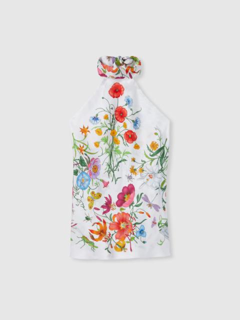 GUCCI Self-tie silk twill halter top