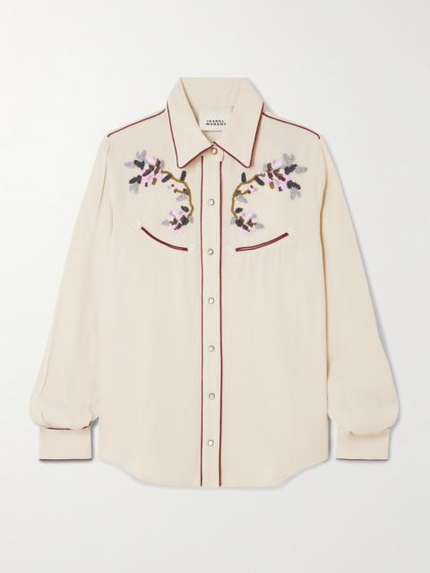 Isabel Marant Yzea Piped Embellished Cady Shirt