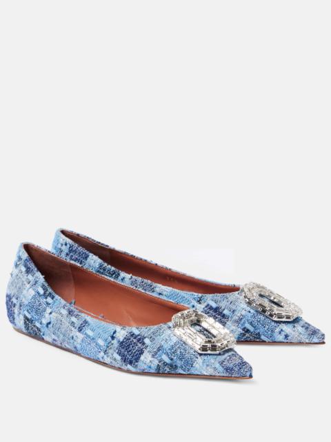 Amina Muaddi Camelia 90 embellished tweed pumps