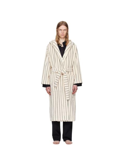 TEKLA Off-White & Green Terry Hooded Bathrobe