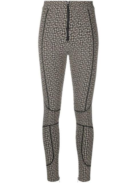 Balmain monogram-print high-waisted leggings