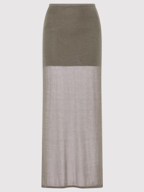 Sheer Column Skirt - Smokey Olive