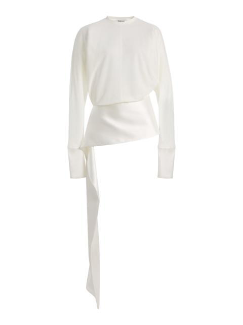 DARKPARK Luna Satin-Detailed Cotton Jersey Top white