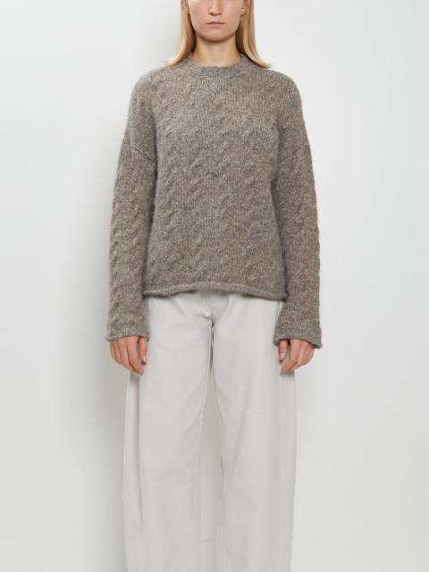 LAUREN MANOOGIAN Alpaca Wool Cable Crewneck Sweater — Cinder